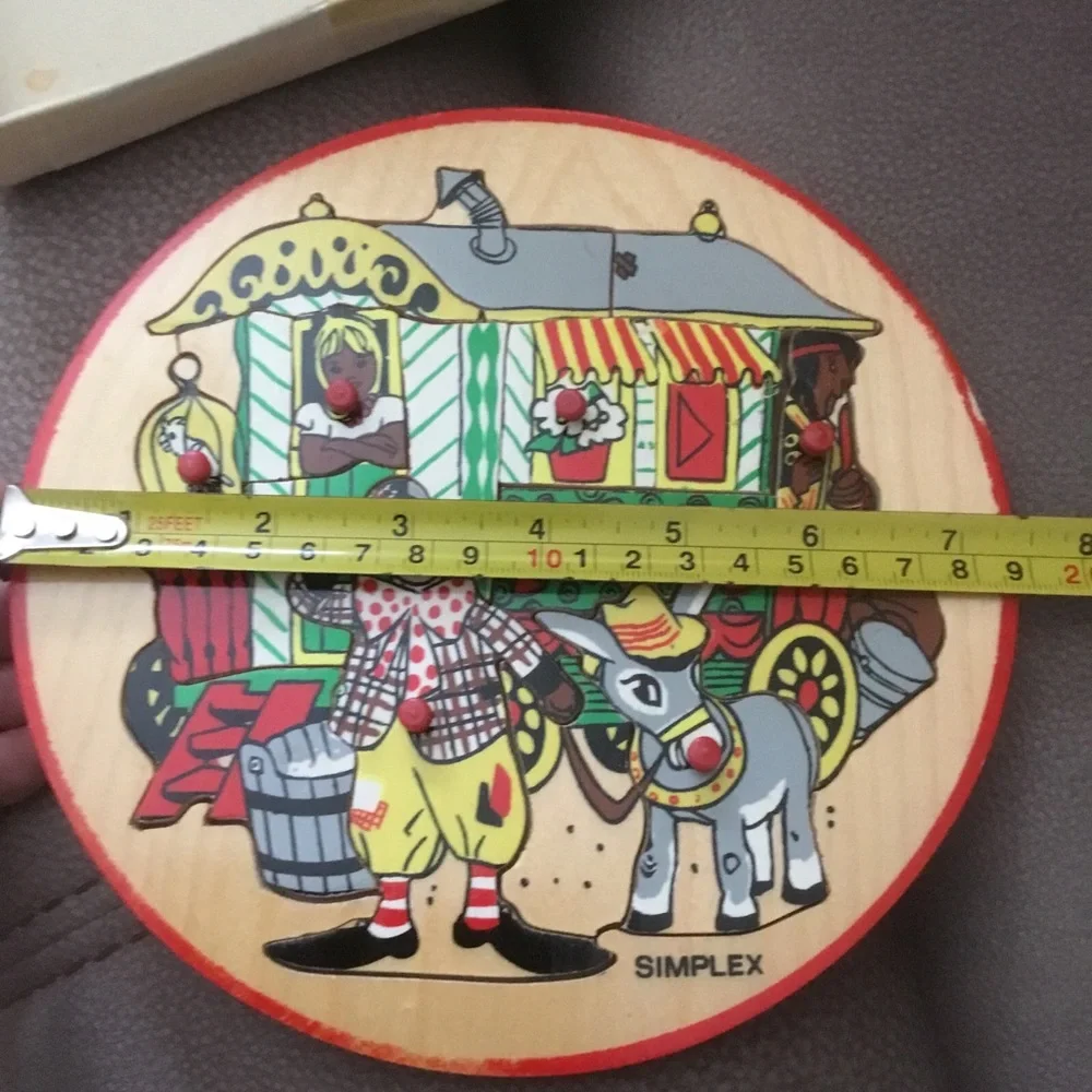 VTG SIMPLEX TOYS Wooden Knobs Circus Dutch Pipo 1126 Clown Complete W/Box ‘75